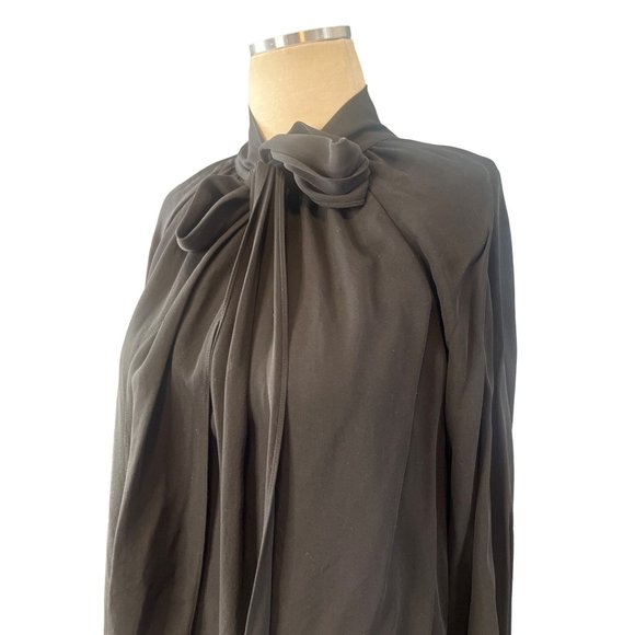 Theory Classic Scarf Top in Black Medium Womens Long Sleeve Blouse - Picture 8 of 14